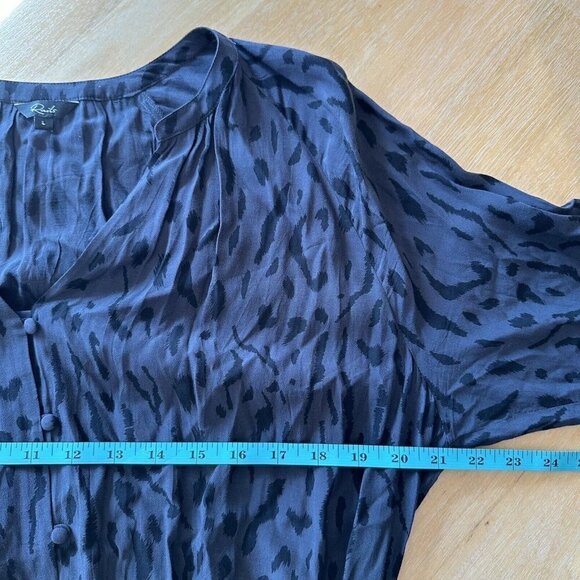 Rails Blue Black Jasmine Ash Cheetah Print Long Sleeve V-neck Mini Dress‎ L - Picture 16 of 16